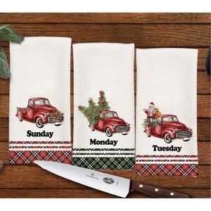 Christmas Days of the week Kitchen towel set, Dish Towels,‎ Set of 7